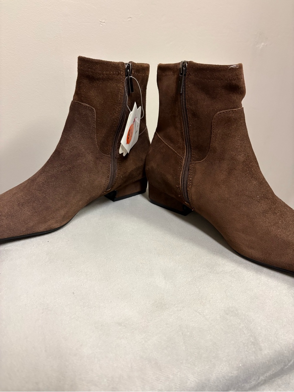 Jason Wu Brown Suede Ankle Booties with Side Zip - Picture 5 of 7